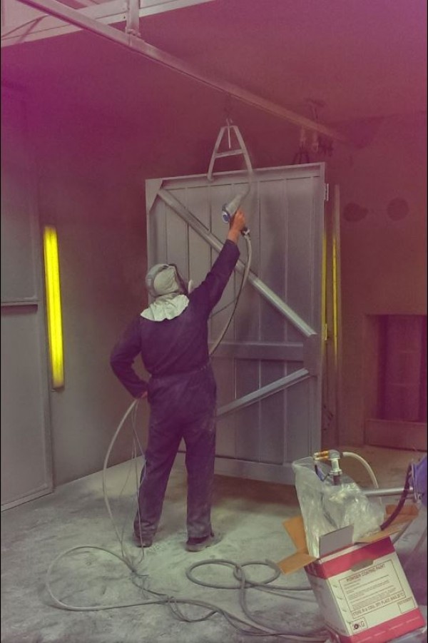 Garage Door Production - Door Spraying