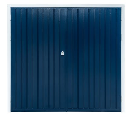 side hinged centre garage door in blue