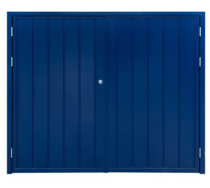 centre side hinge cartmel garage door in cobalt blue with jedo handle