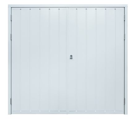 side hinge cartmel garage door in white with jedo handle