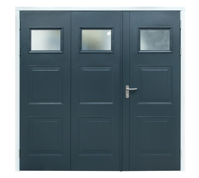 side hinge garage door off centre bowdon in anthracite grey with lever handle